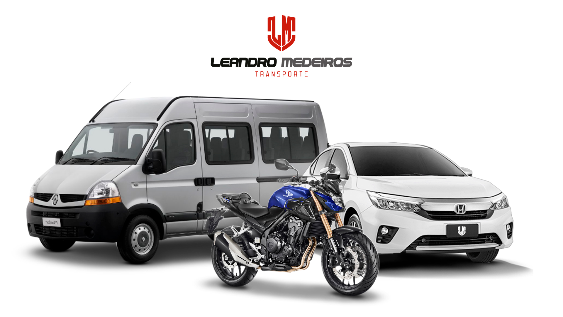 Frota Leandro Medeiros Transportes: van, motocicleta e carro executivo